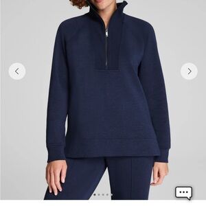 NWT SPANX AirEssentials® Brushed Half Zip Tunic | Timeless Navy Heather